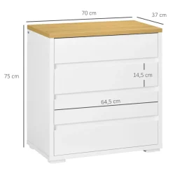 Cómoda Yap Homcom 4 cajones blanco/natural 75x70x37 cm
