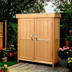 Cobertizo Caracol Outsunny 2 puertas techo abatible 88x74x43 cm