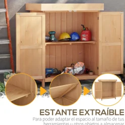 Cobertizo Caracol Outsunny 2 puertas techo abatible 88x74x43 cm