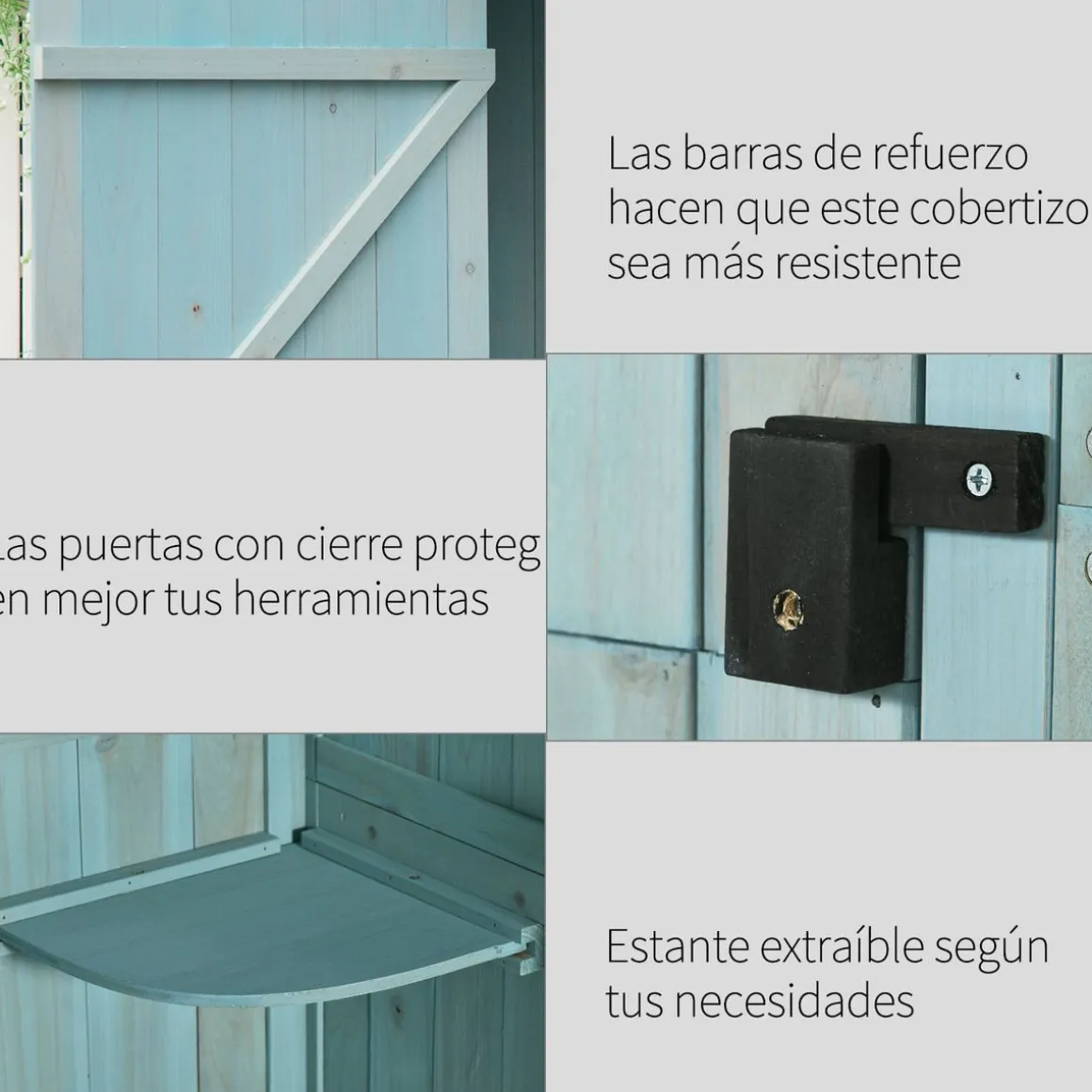 Cobertizo de almacenaje Outsunny 3 estantes + 2 puertas 179x77x54,2 cm