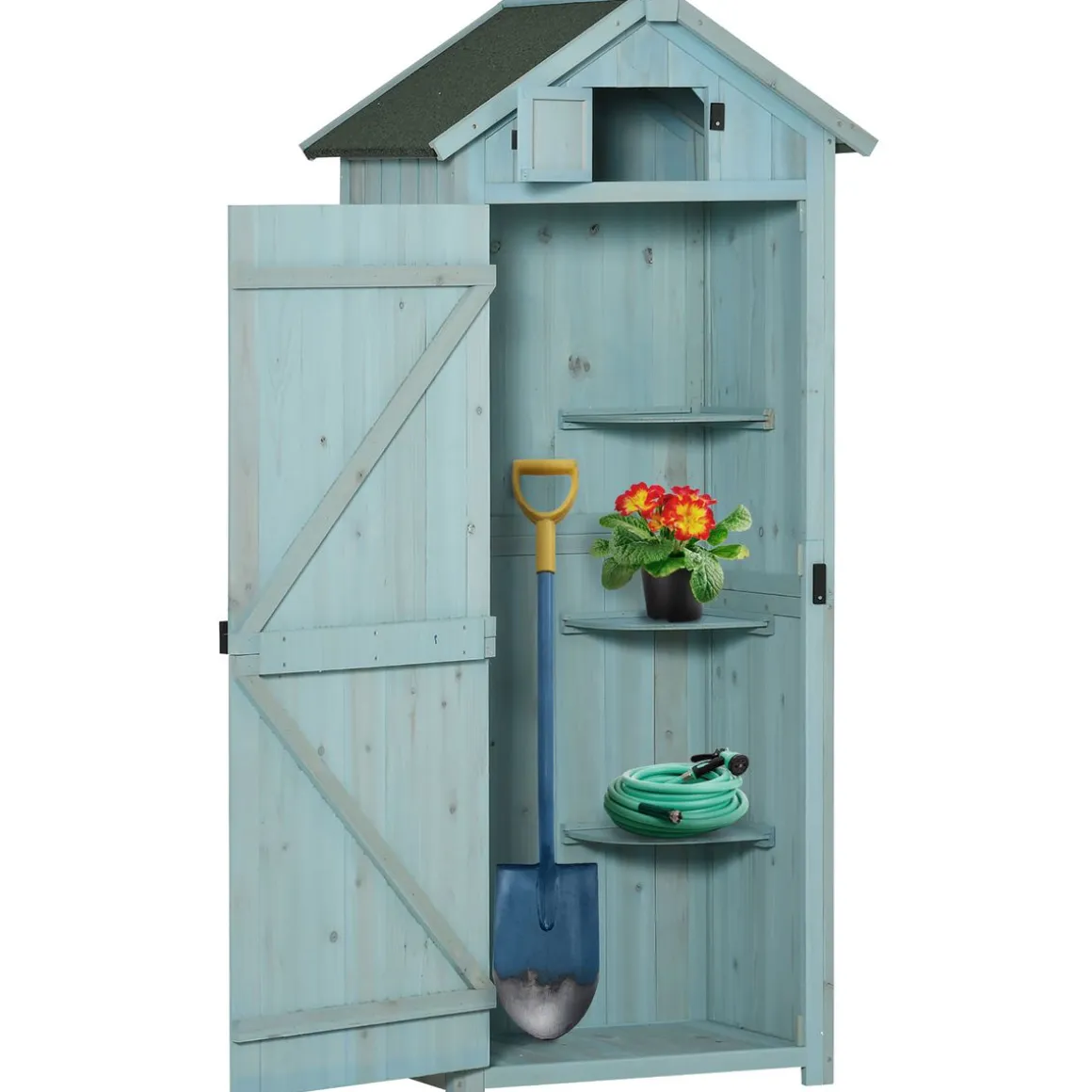 Cobertizo de almacenaje Outsunny 3 estantes + 2 puertas 179x77x54,2 cm