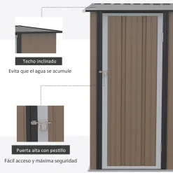 Cobertizo de jardín Canadá Outsunny puerta con pestillo + techo inclinado marrón 177-189x142x84 cm