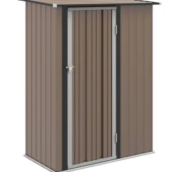 Cobertizo de jardín Canadá Outsunny puerta con pestillo + techo inclinado marrón 177-189x142x84 cm