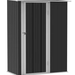 Cobertizo de jardín Salamanca Outsunny puerta con pestillo + techo inclinado negro 177-189x142x84 cm