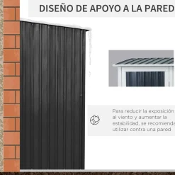 Cobertizo de jardín Salamanca Outsunny puerta con pestillo + techo inclinado negro 177-189x142x84 cm