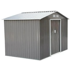 Cobertizo Outsunny con base + 4 rejillas gris 192x277x195 cm