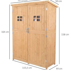 Cobertizo Outsunny doble puerta con techo asfático natural 164x127,5x50 cm