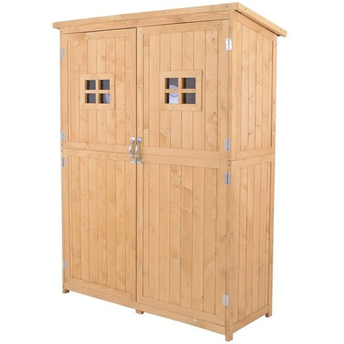 Cobertizo Outsunny doble puerta con techo asfático natural 164x127,5x50 cm
