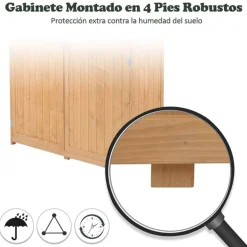 Cobertizo Outsunny doble puerta con techo asfático natural 164x127,5x50 cm