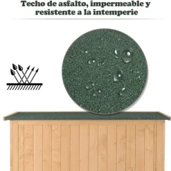 Cobertizo Outsunny doble puerta con techo asfático natural 164x127,5x50 cm