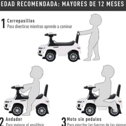 Coche correpasillos Homcom para bebé 12-36 meses blanco 41,5x62x28 cm