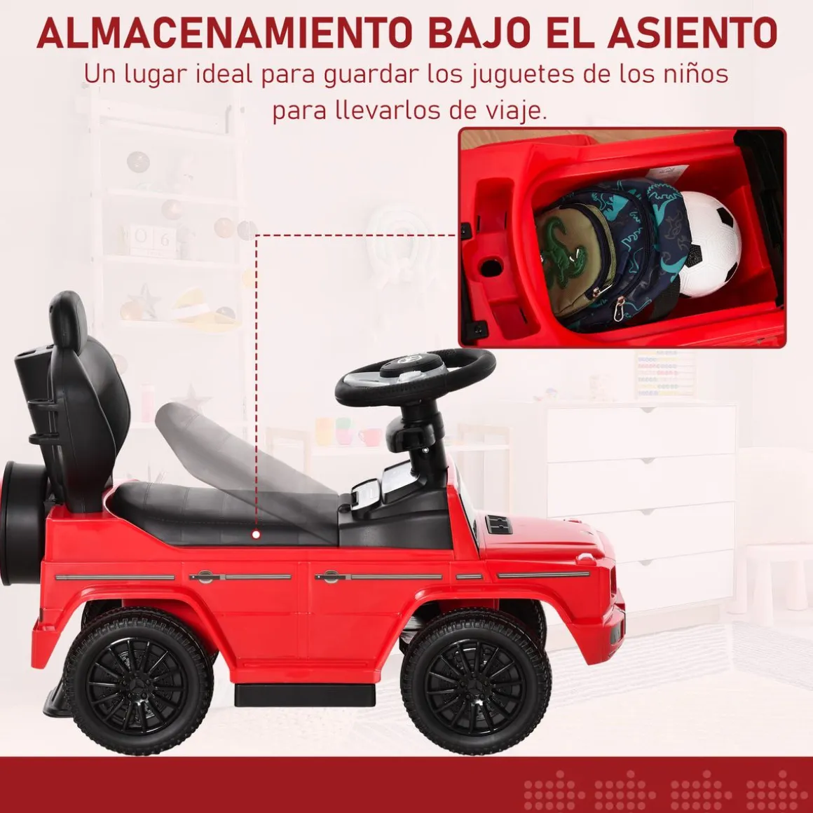 Coche correpasillos Mercedes G350 Homcom 3 en 1 +3A 95X85,5X40 cm
