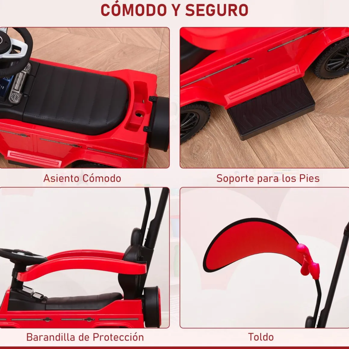 Coche correpasillos Mercedes G350 Homcom 3 en 1 +3A 95X85,5X40 cm