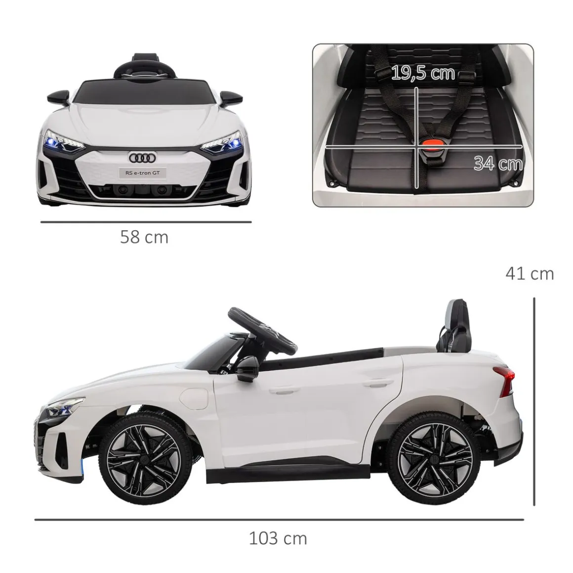 Coche eléctrico Audi RS e-tron GT Homcom con mando +3A 41x103x58 cm