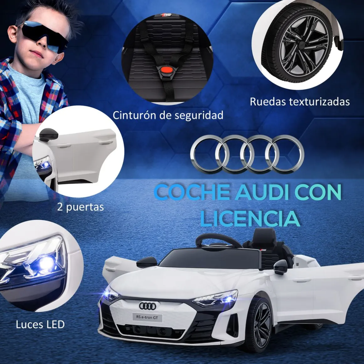 Coche eléctrico Audi RS e-tron GT Homcom con mando +3A 41x103x58 cm