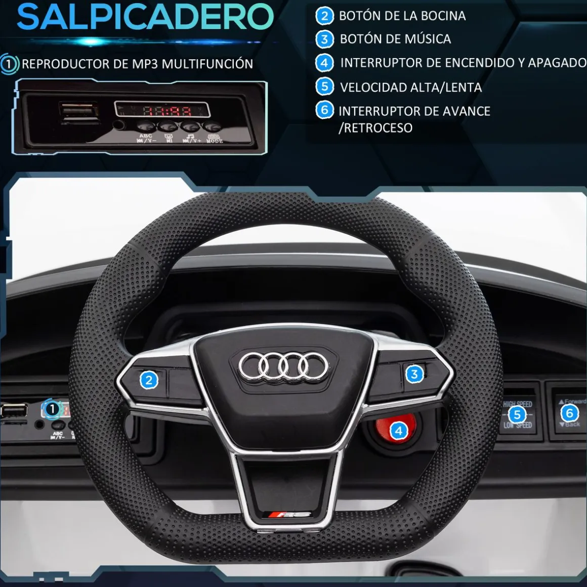 Coche eléctrico Audi RS e-tron GT Homcom con mando +3A 41x103x58 cm