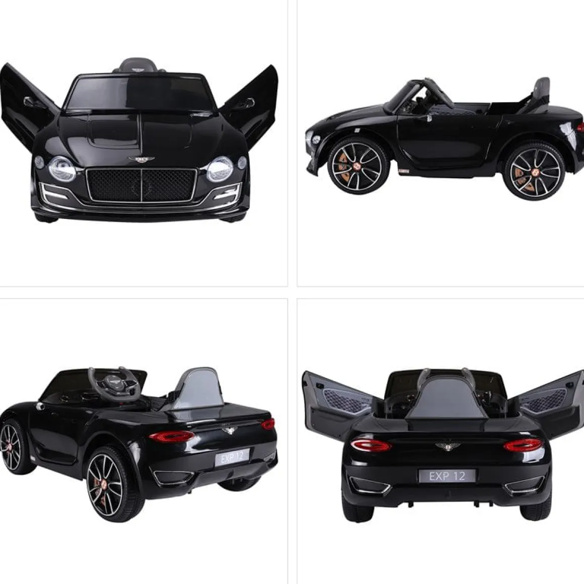 Coche eléctrico Bentley GT Homcom con luz y sonido +3A negro 43x60x108 cm