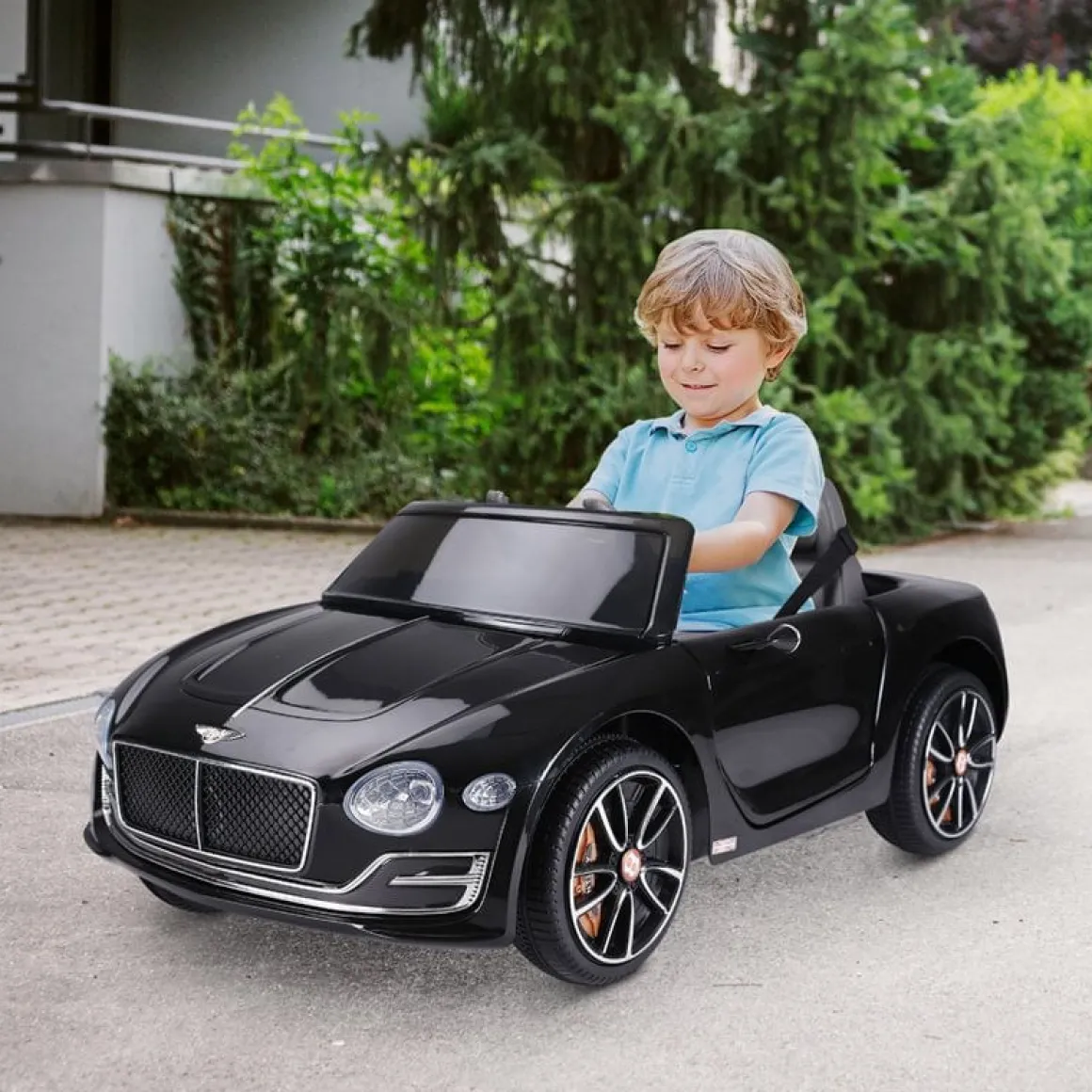 Coche eléctrico Bentley GT Homcom con luz y sonido +3A negro 43x60x108 cm