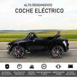 Coche eléctrico Bentley GT Homcom con luz y sonido +3A negro 43x60x108 cm