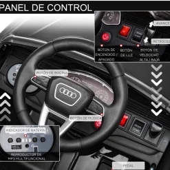 Coche eléctrico infantil Audi RS Q8 Homcom con mando a distancia negro 51x101x62 cm