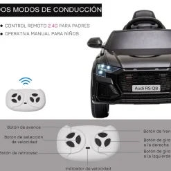Coche eléctrico infantil Audi RS Q8 Homcom con mando a distancia negro 51x101x62 cm