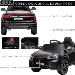 Coche eléctrico infantil Audi RS Q8 Homcom con mando a distancia negro 51x101x62 cm