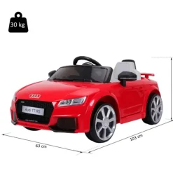 Coche eléctrico infantil con batería Audi TT RS +3A con música y luces rojo 44x63x103 cm
