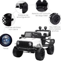 Coche eléctrico infantil Homcom tipo todoterreno con mando blanco +3A