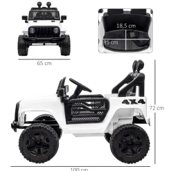 Coche eléctrico infantil Homcom tipo todoterreno con mando blanco +3A