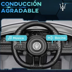 Coche eléctrico infantil Maserati Gran Turismo Folgore Aiyaplay luces LED + bocina + música 43x59x98 cm