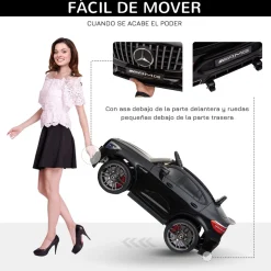 Coche eléctrico infantil Mercedes AMG Homcom con música + luces negro 55x115x70 cm