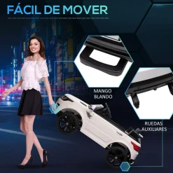 Coche eléctrico infantil Premium Homcom control remoto + bluetooth + luces led blanco 52x68x110 cm