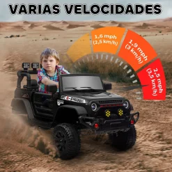 Coche eléctrico infantil Safari Aiyaplay 12V +3A + control remoto negro 65x63x100 cm