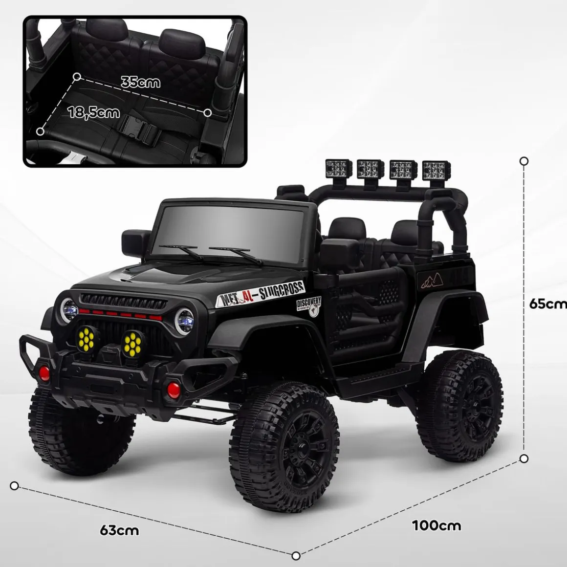 Coche eléctrico infantil Safari Aiyaplay 12V +3A + control remoto negro 65x63x100 cm