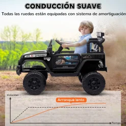 Coche eléctrico infantil Safari Aiyaplay 12V +3A + control remoto negro 65x63x100 cm