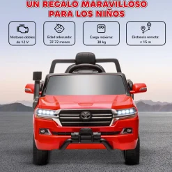 Coche eléctrico infantil Toyota Land Cruiser Aiyaplay luces LED + bocina + USB rojo 55,5x65x107 cm