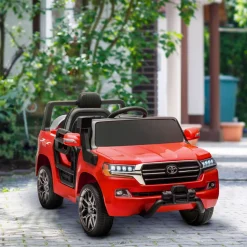 Coche eléctrico infantil Toyota Land Cruiser Aiyaplay luces LED + bocina + USB rojo 55,5x65x107 cm