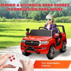 Coche eléctrico infantil Toyota Land Cruiser Aiyaplay luces LED + bocina + USB rojo 55,5x65x107 cm