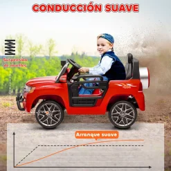 Coche eléctrico infantil Toyota Land Cruiser Aiyaplay luces LED + bocina + USB rojo 55,5x65x107 cm