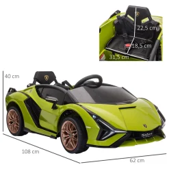 Cochecito eléctrico Lamborghini Sian Homcom con mando +3A 40x108x62 cm