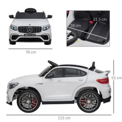 Cochecito eléctrico Mercedes AMG Homcom con mando +3A blanco 55x115x70 cm
