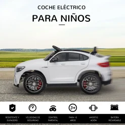 Cochecito eléctrico Mercedes AMG Homcom con mando +3A blanco 55x115x70 cm