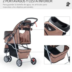 Cochecito PawHut para mascotas plegable con ruedas 97x45x75 cm