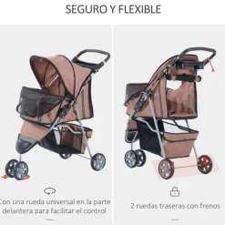 Cochecito PawHut para mascotas plegable con ruedas 97x45x75 cm