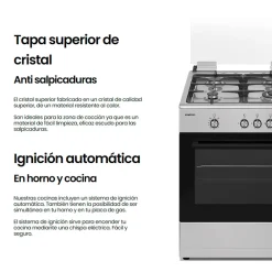 Cocina de gas con horno Infiniton CC61EHX 55L 4 fuegos A inox 59,8 cm