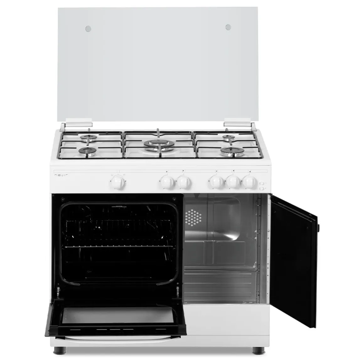 Cocina de gas con horno Nevir NVR-CB5PH 13250W 60L con tapa blanco 85 cm