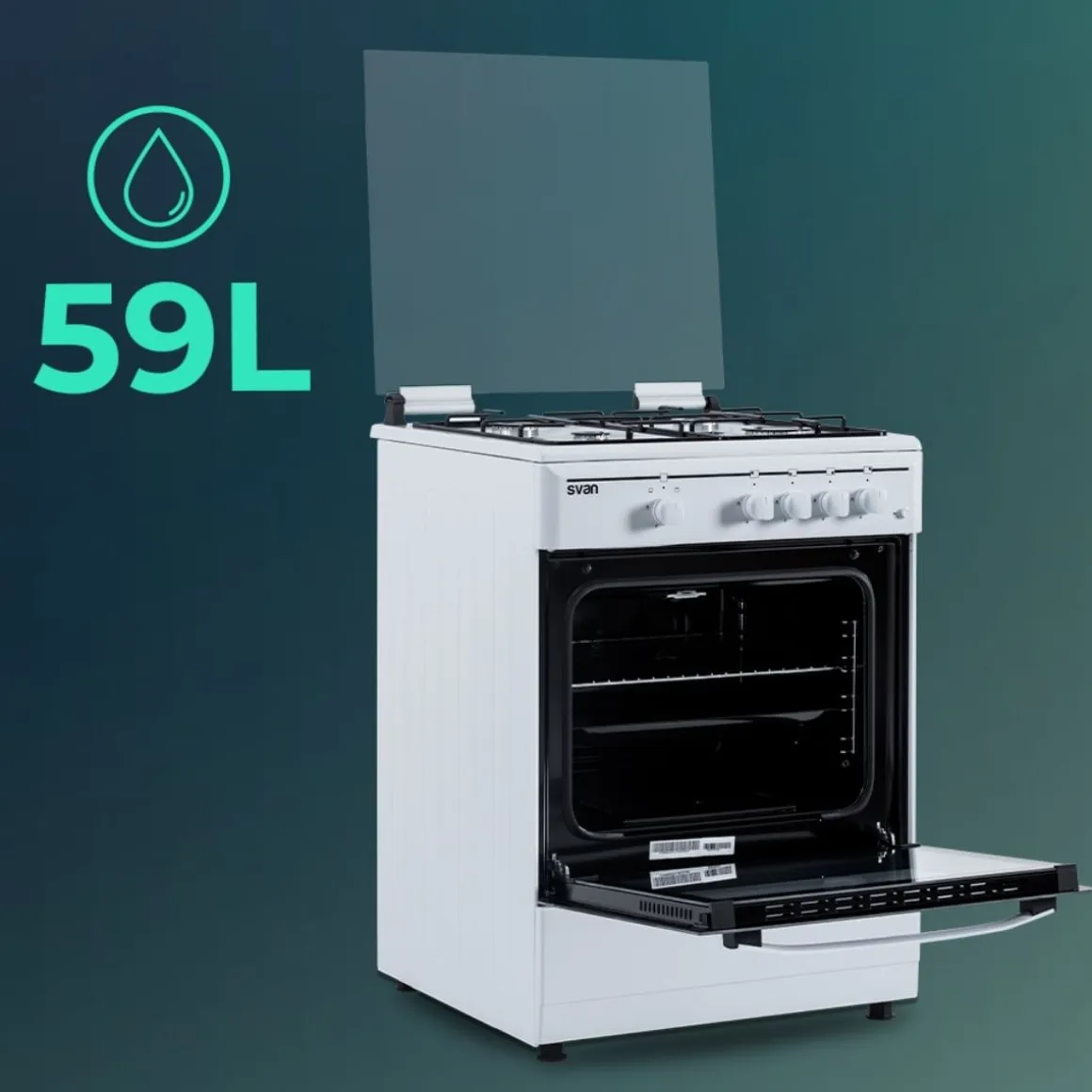 Cocina de gas Svan SKG4601 4 zonas 59L blanco 60 cm