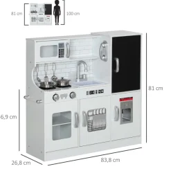 Cocina de juguete Max Aiyaplay + utensilios blanco 81x83,8x26,8 cm