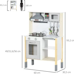 Cocina infantil Alice Aiyaplay altura regulable +3A blanco 93,2x60x30,5 cm
