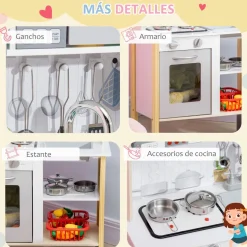 Cocina infantil Alice Aiyaplay altura regulable +3A blanco 93,2x60x30,5 cm